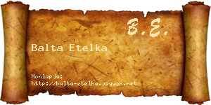 Balta Etelka névjegykártya